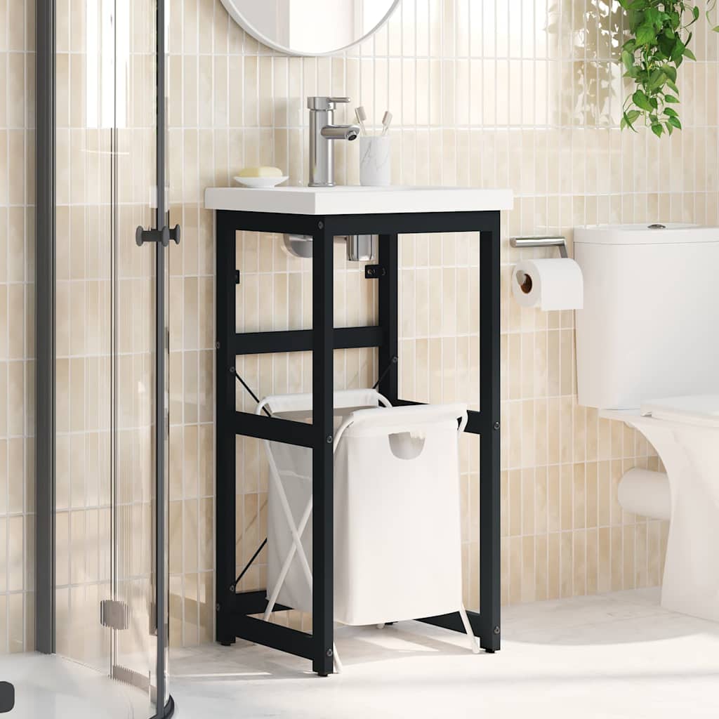 VidaXL Struttura Per Lavabo Da Bagno | Bianca In Ferro 59x38x83 Cm | Resistente E Durevole - 4