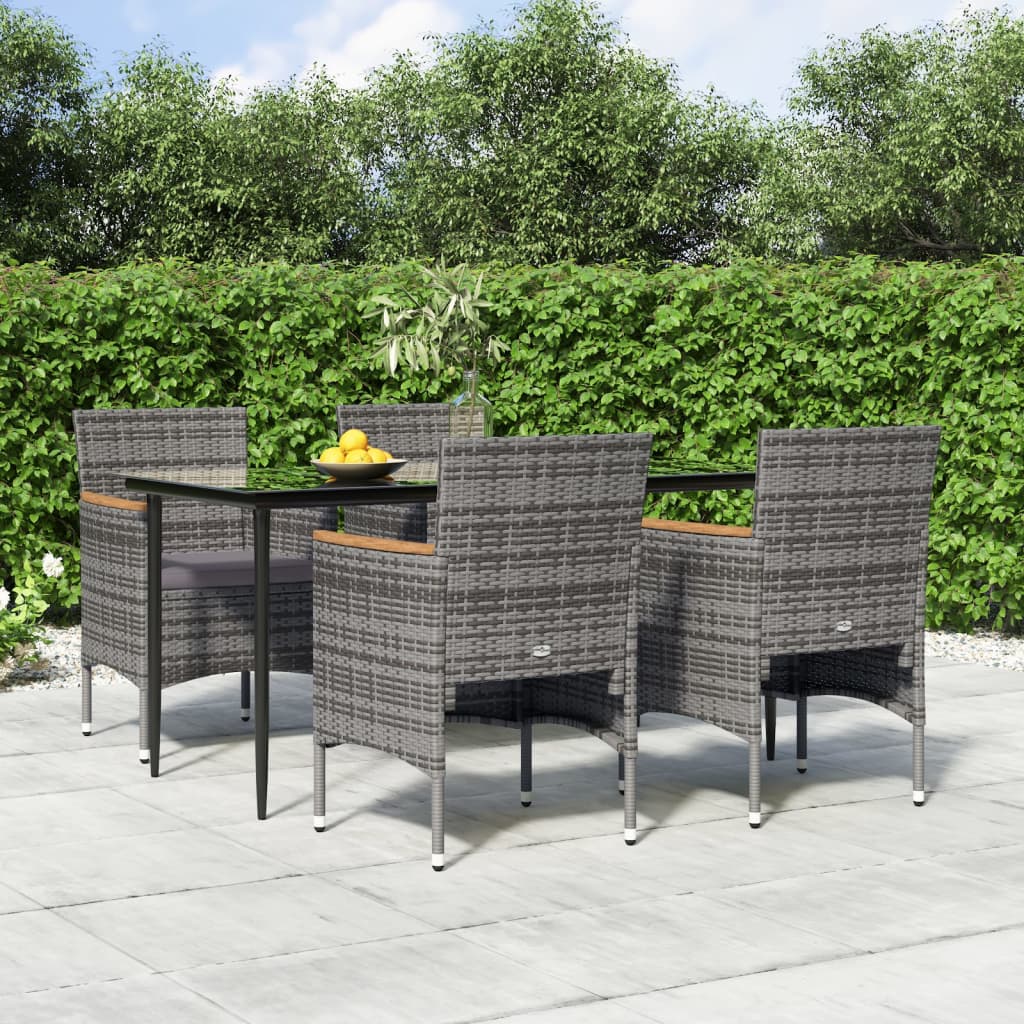 Juego de comedor para jardín 5 piezas Conjunto de muebles de jardín con  cojines gris y negro ES19988A