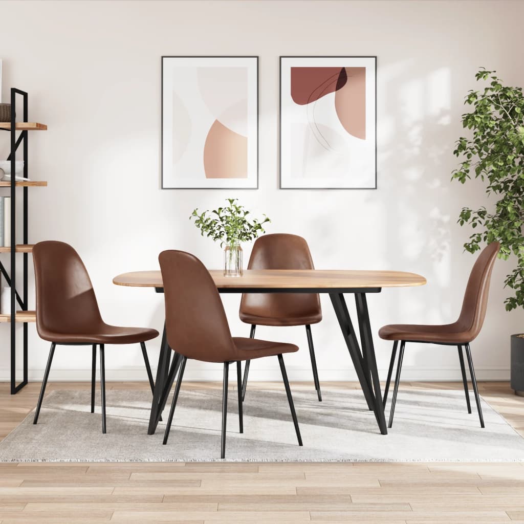 4 sedie per sala da pranzo dal design moderno, seduta imbottita in lino,  gambe in metallo