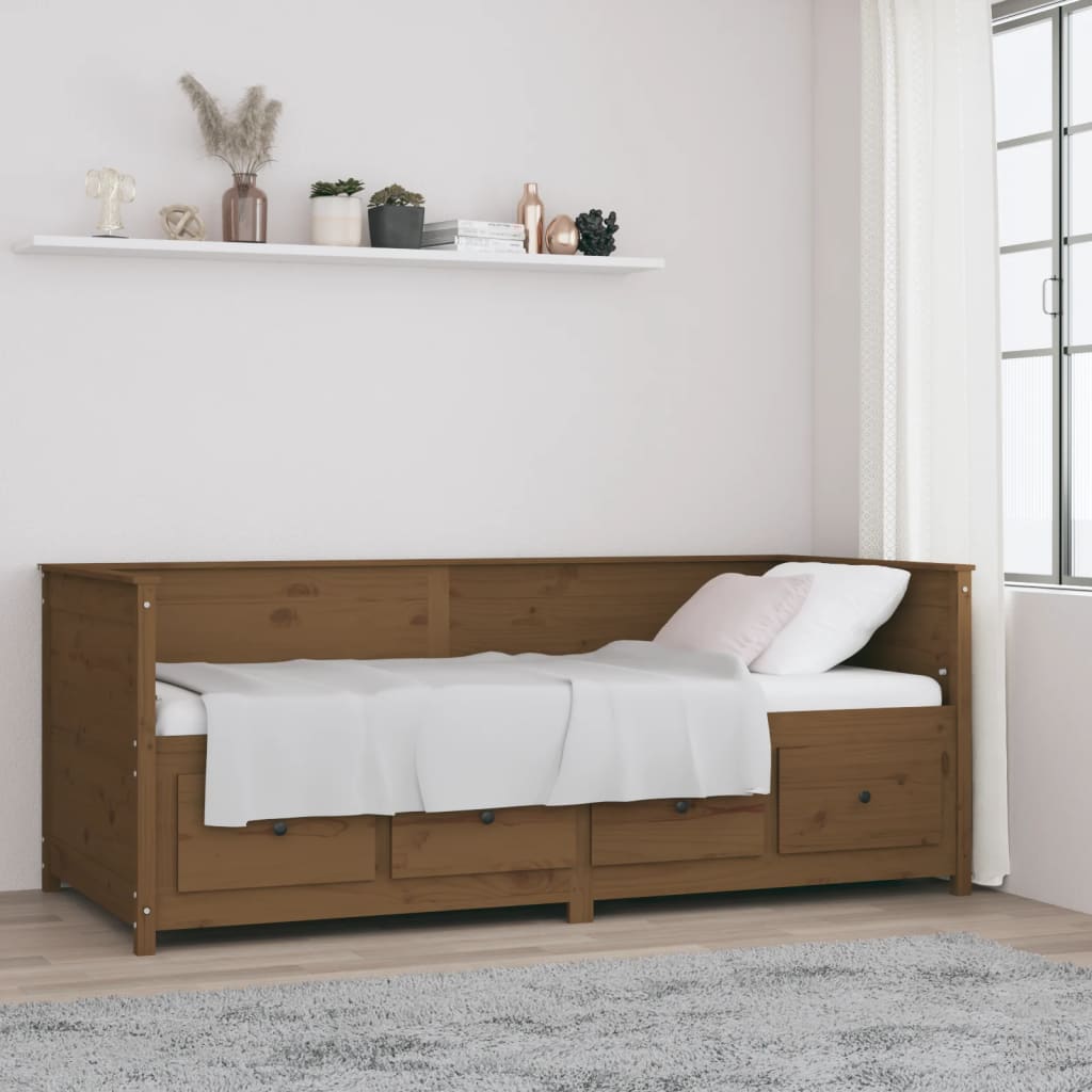 Letto Singolo Moderno Struttura Letto Dormeuse Miele 80x200 cm in Legno  Massello di Pino ITD73716