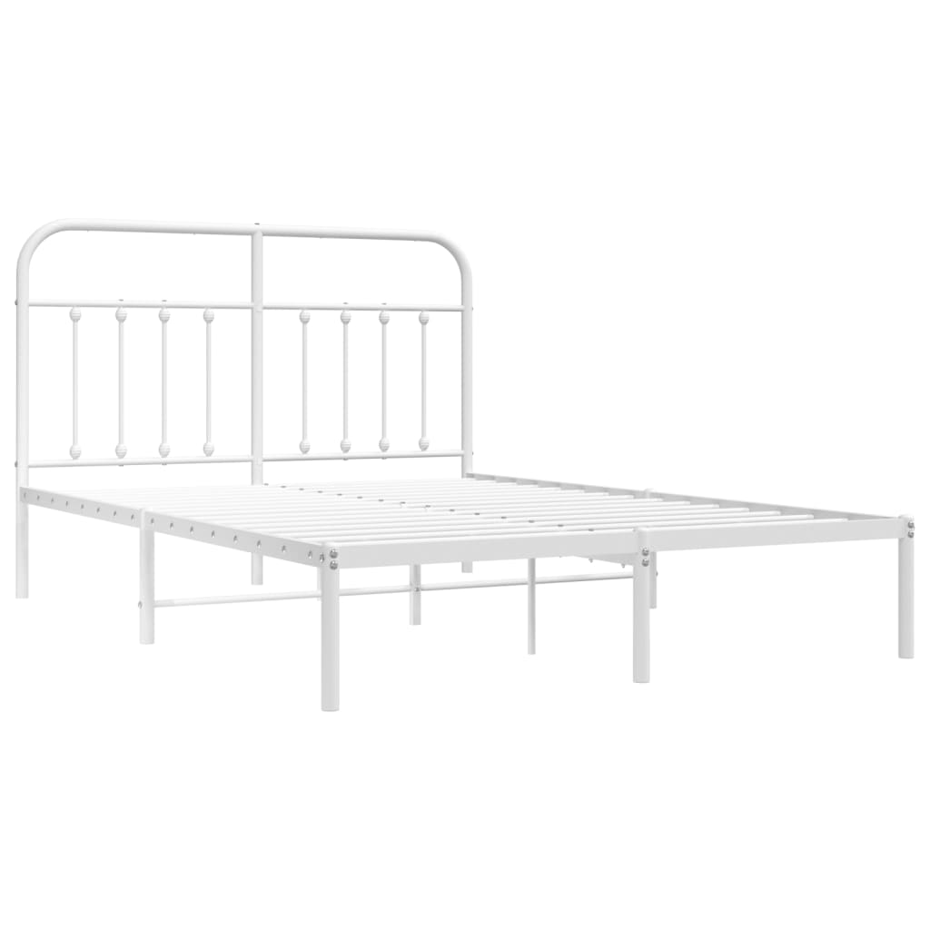 Cama de matrimonio，Estructura de cama，Cama para adulto，Marco de Camade  metal con cabecero blanca