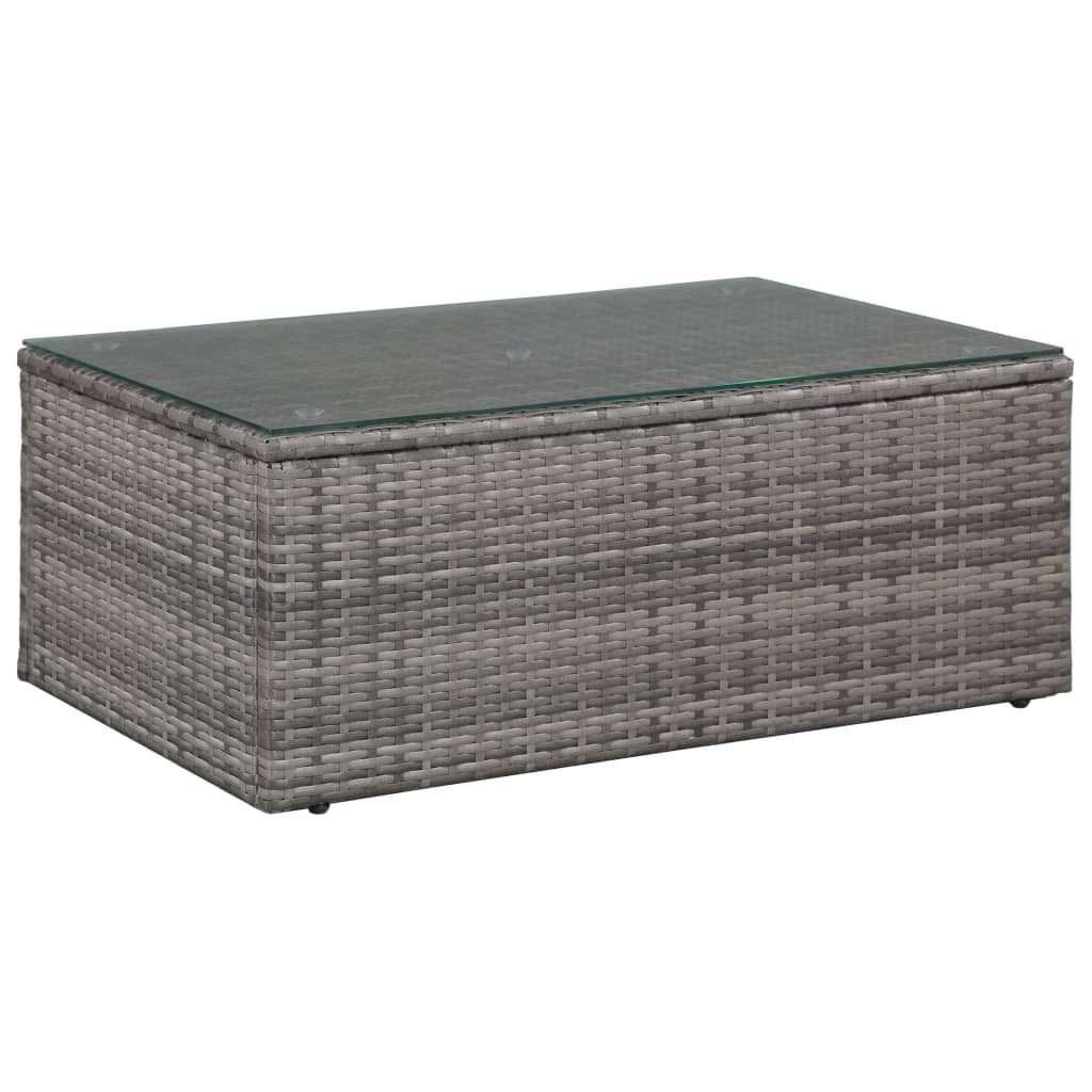 4tlg. GartenLoungeSet mit Auflagen Poly Rattan Grau