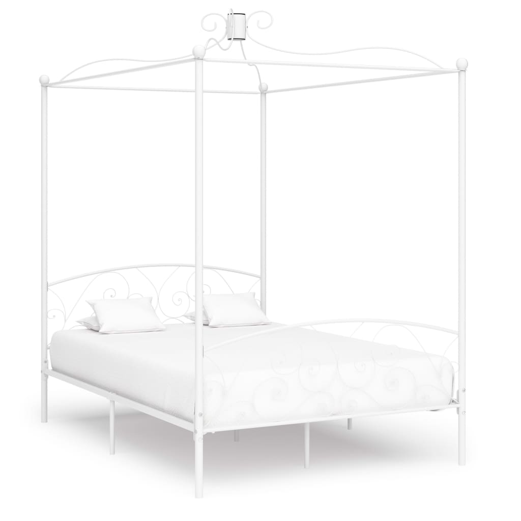 Himmelbett-Gestell Metall Weiß 120x200cm