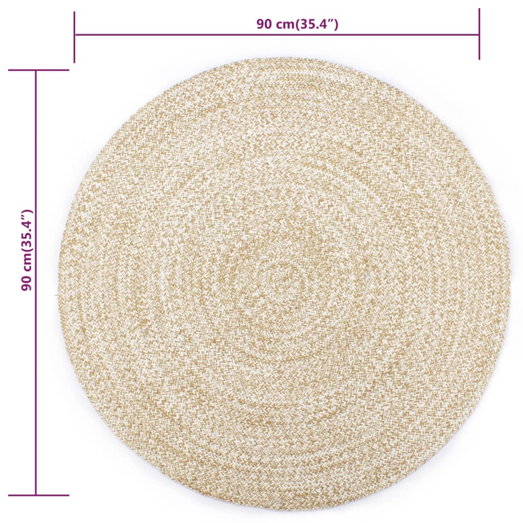 VidaXL Handmade Round Jute Area Rug With Dark Grey Border- Skillfully - View #3