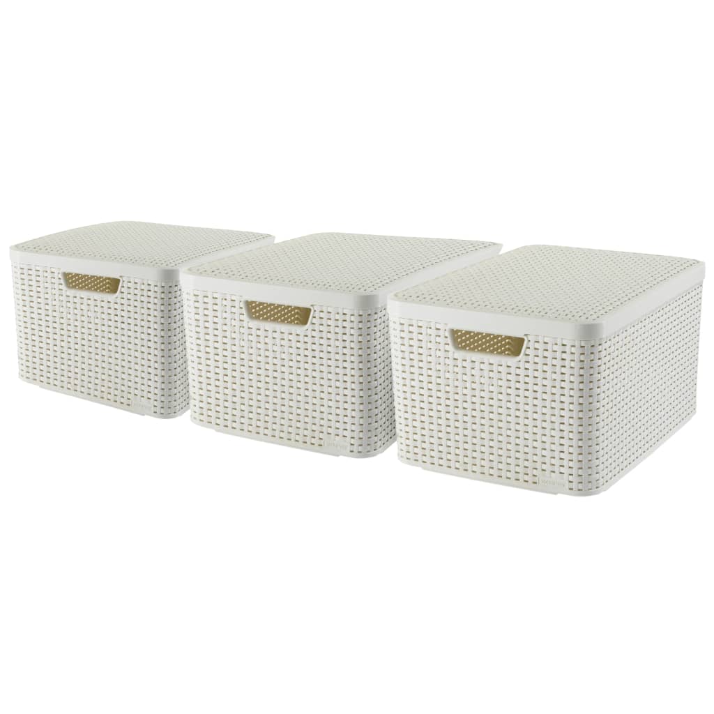 Curver Caja de almacenaje con tapa Style 3 uds L blanco 240656 - Blanco