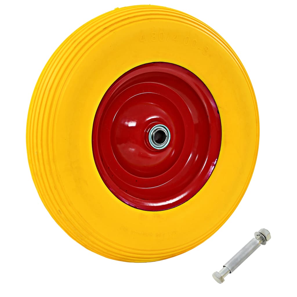 vidaXL Wheelbarrow Wheel with Axle Solid PU 4.008 390 mm Yellow
