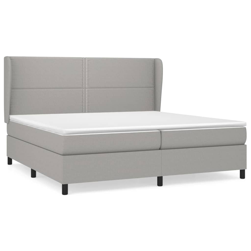 Letto matrimoniale Moderno Letto a Molle con Materasso Giroletto Grigio  Chiaro 200x200cm Tessuto ITD96232