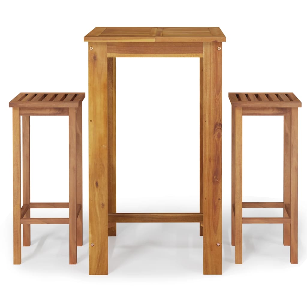 Conjunto 5 Mesa y taburetes altos plegables VIDA XL madera maciza