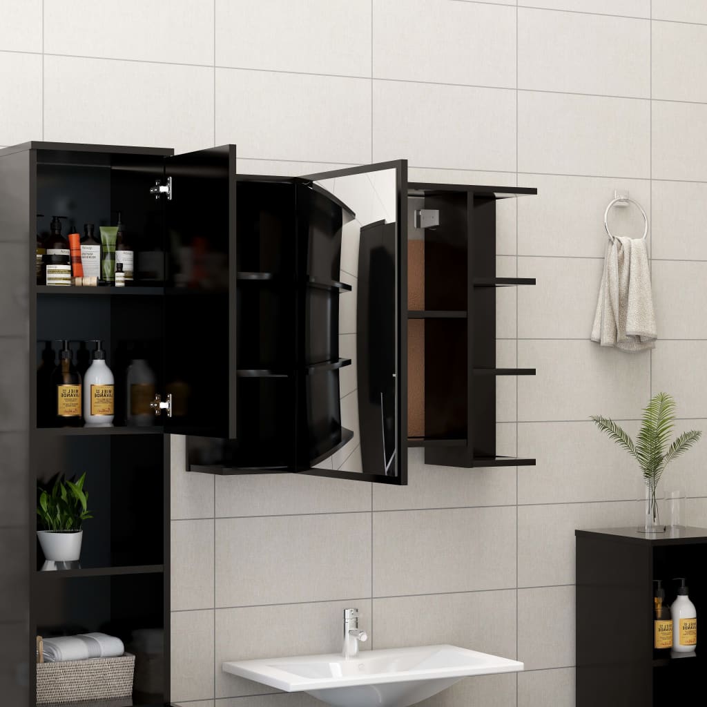 Armoire murale de salle de bains avec miroir avec etagères réglables et compartiments ouverts armoire à pharmacie pour toilette, gris