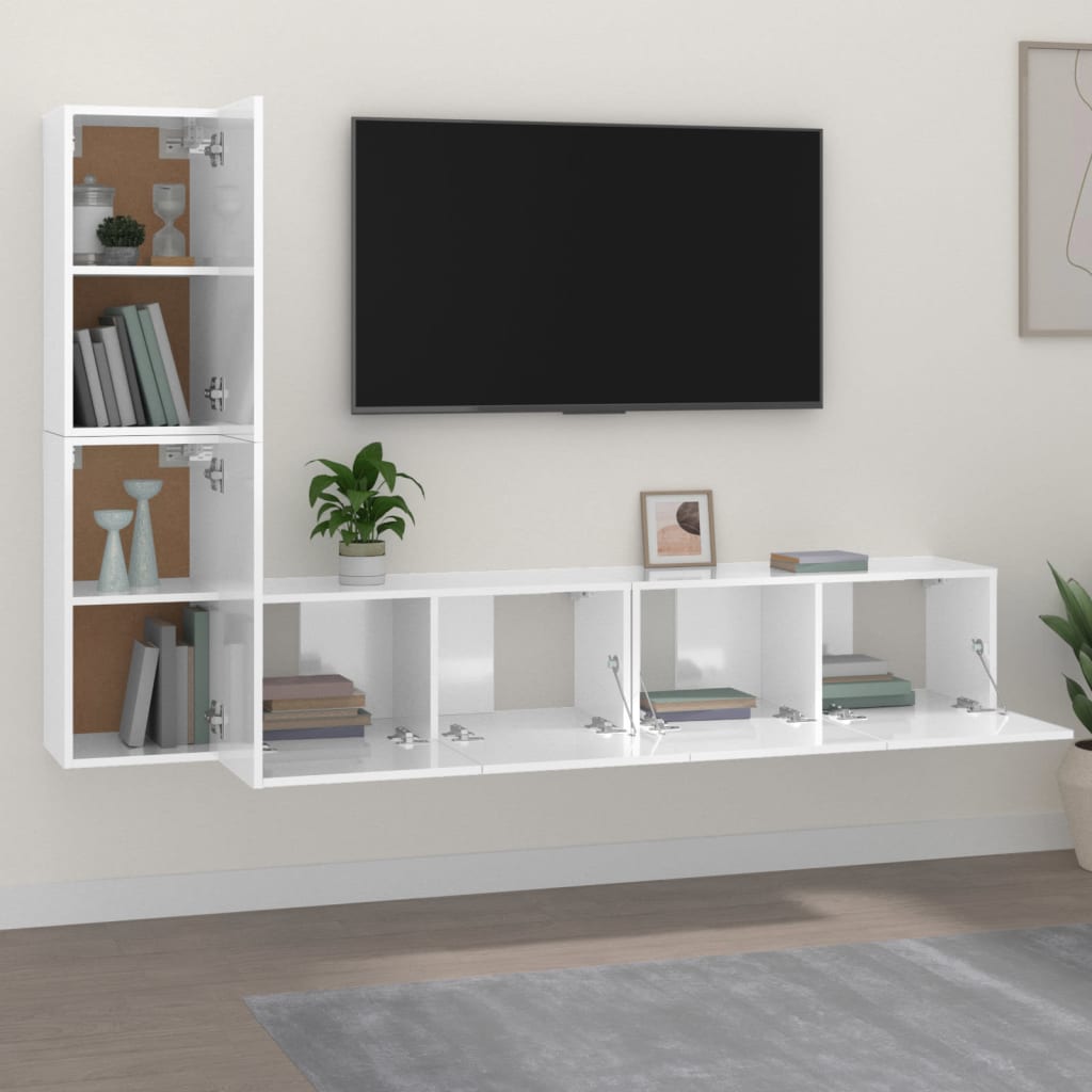 MATTUI Juego de muebles-Mueble TV Blanco 100x34,5x44,5 cm Madera de  ingeniería : : Electrónica