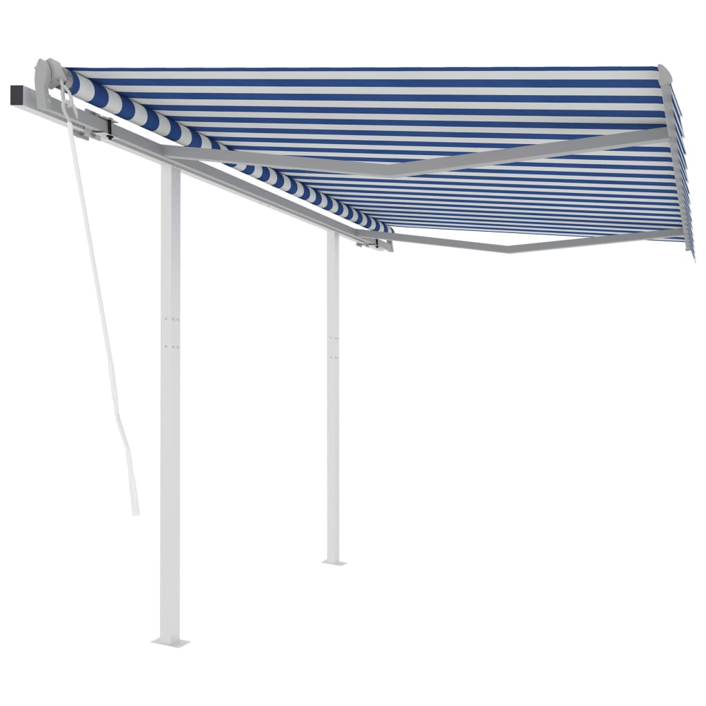 Tenda da Sole Retrattile，Tende da esterno，Tenda Parasole，Telo Ombreggiante  Automatica con Pali 3x2,5m Blu Bianca XZZ567393 MaisonChic