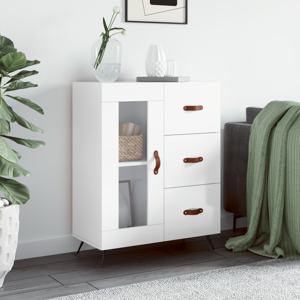 Credenza Moderna，Madia da cucina，Mobile Buffet，Armadio da Cucina Moderna  Bianco Lucido 69,5x34x180 cm