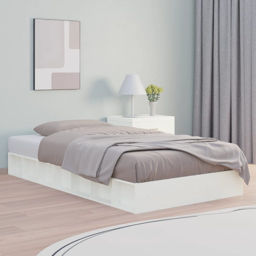 Giroletto, Struttura Letto, Letto per adulti, Letto Matrimoniale Bianco  120x190 cm 4FT Small Double in Legno