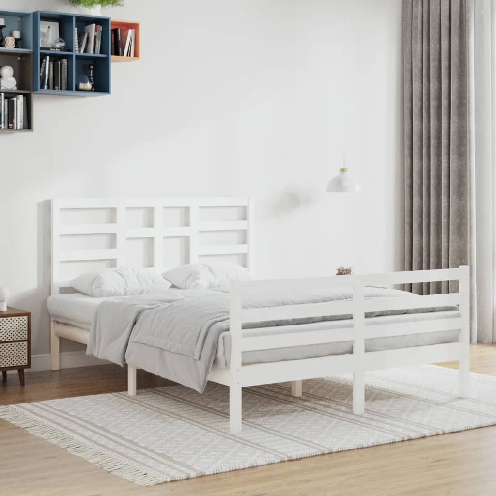 Letto adulto，Giroletto，Letto matrimonial，Struttura del letto Bianco in  Legno Massello 120x200 cm DGVS2796147 MaisonChic