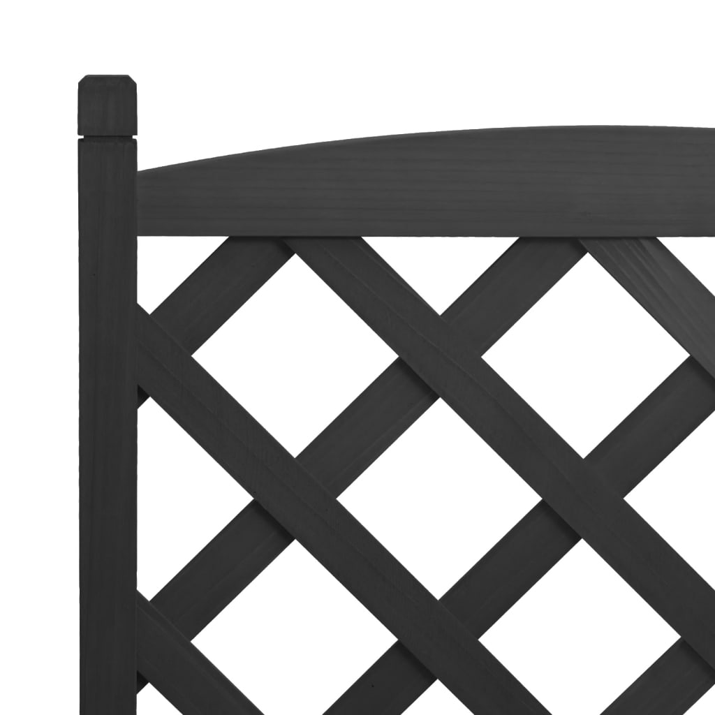 Planter With Trellis Black Solid Wood Fir Vidaxl 5983