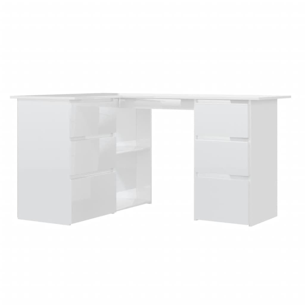 Corner Desk High Gloss White 145x100x76 cm Engineered Wood vidaXL