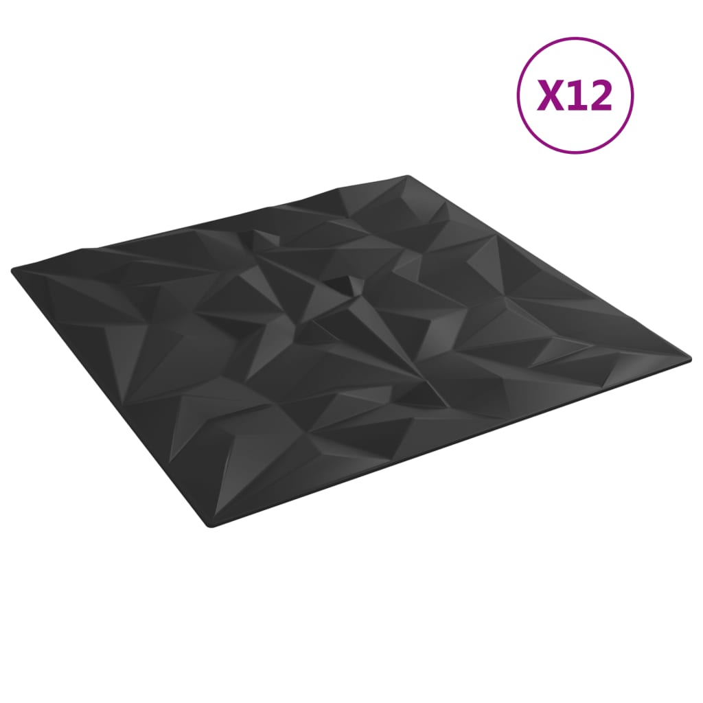 Pannello Da Parete 3D In PVC Nero Opaco Da 12 Pezzi, Design Floreale, 50  Cm*50 Cm, Copre 32 Piedi Quadrati, Per La Decorazione Di Pareti Interne In  Soggiorno, Camera Da Letto, Cucina