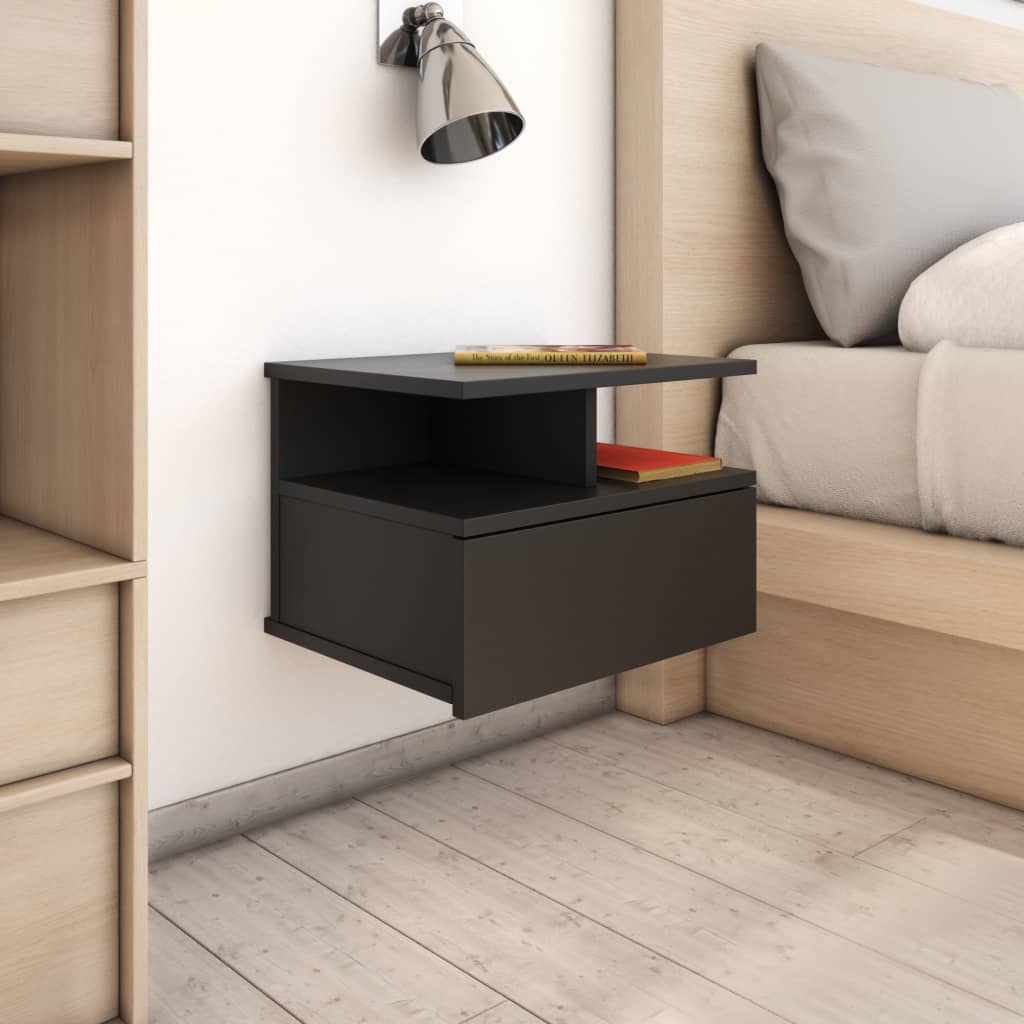 vidaXL 2X Bedside Cabinets with Open Compartment 1 Shelf Bedroom Telephone Stand End Couch Table Nightstand High Gloss Grey 40x30x40cm Chipboard