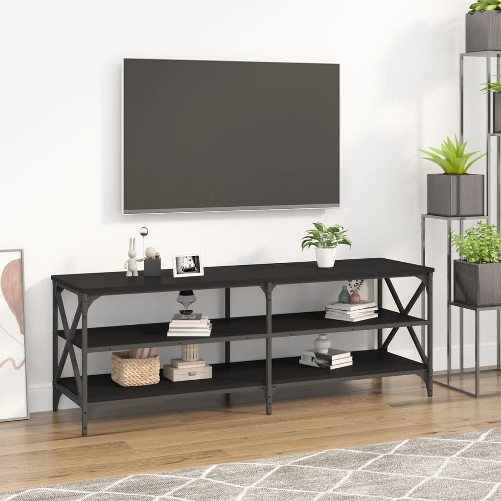 Mobile Porta TV，Mobili TV，Tavolino TV Nero 180x40x50 cm in Legno  Multistrato MCWN658184 MaisonChic