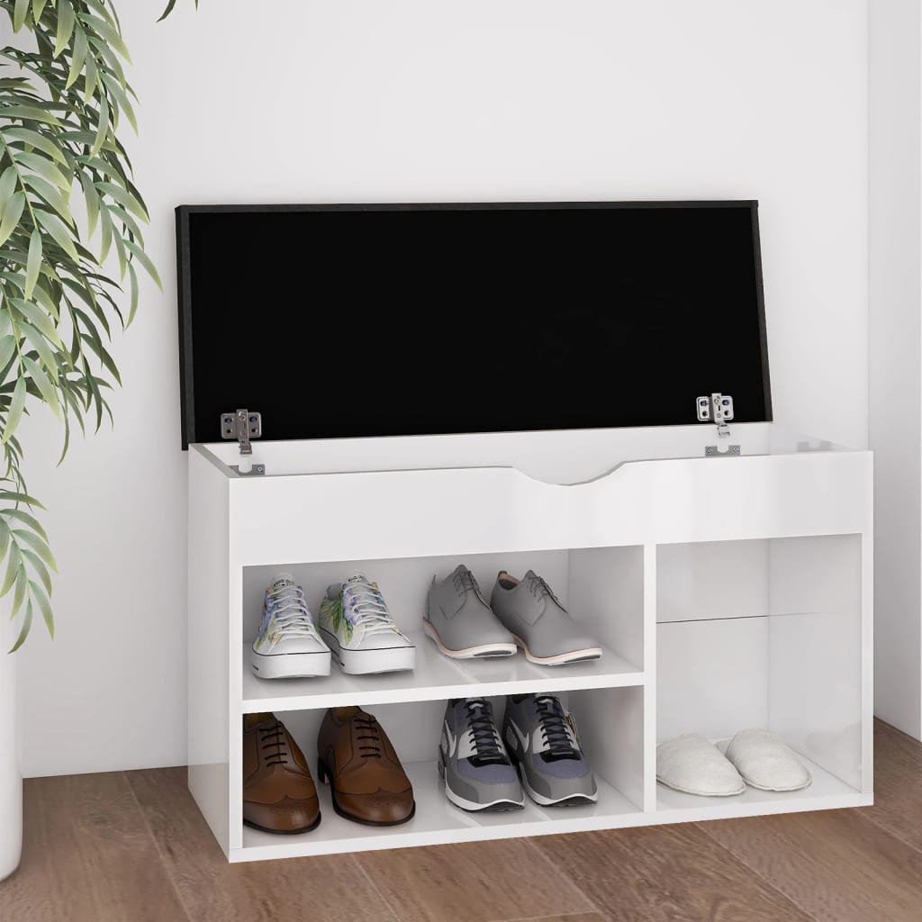 Scarpiera Salvaspazio，Portascarpe，Mobili per scarpe Bianco Lucido 54x34x183  cm in Truciolato MCI356178 MaisonChic