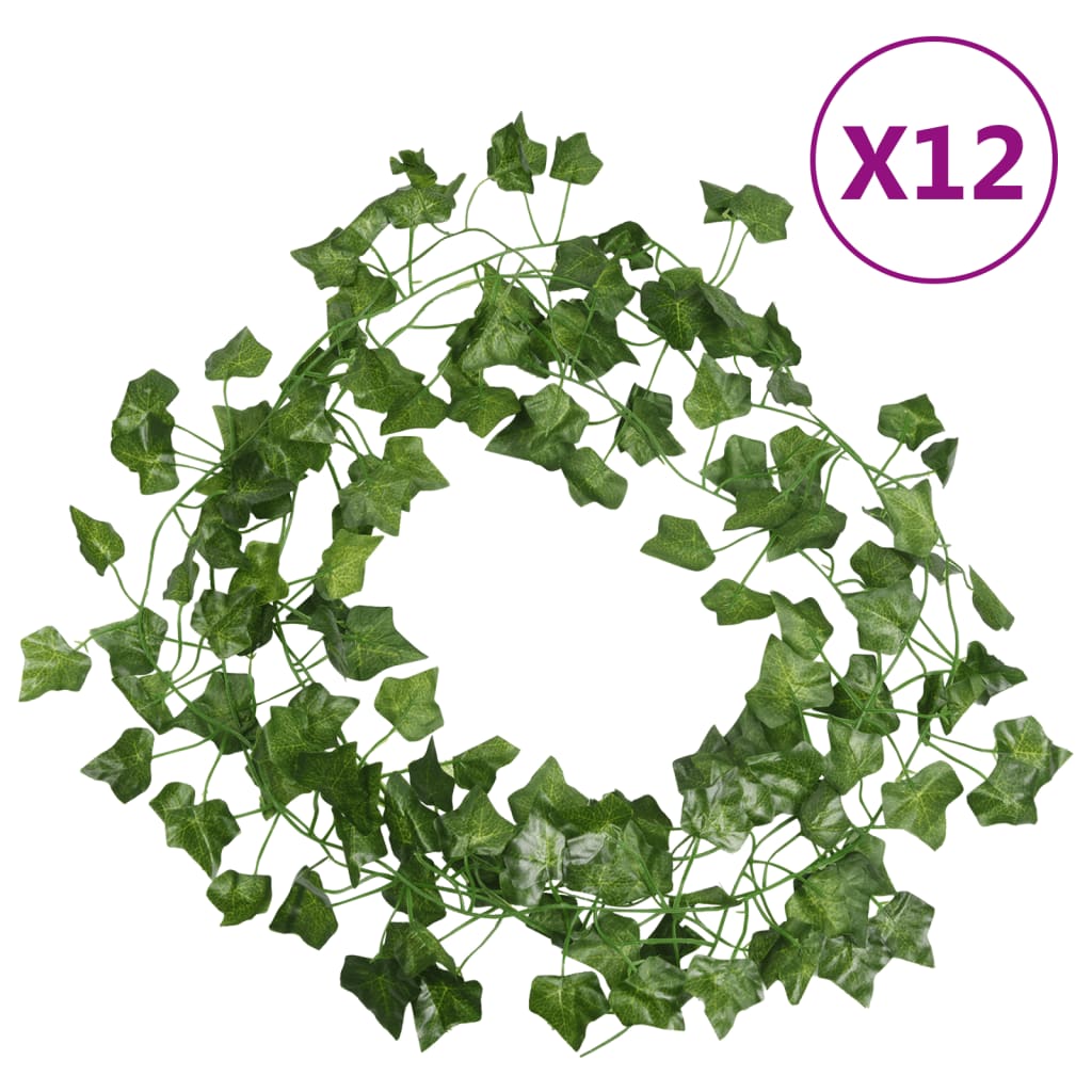 12pcs 2M Ivy Green Fake Leaves Garland Vine Foliage Rattan String