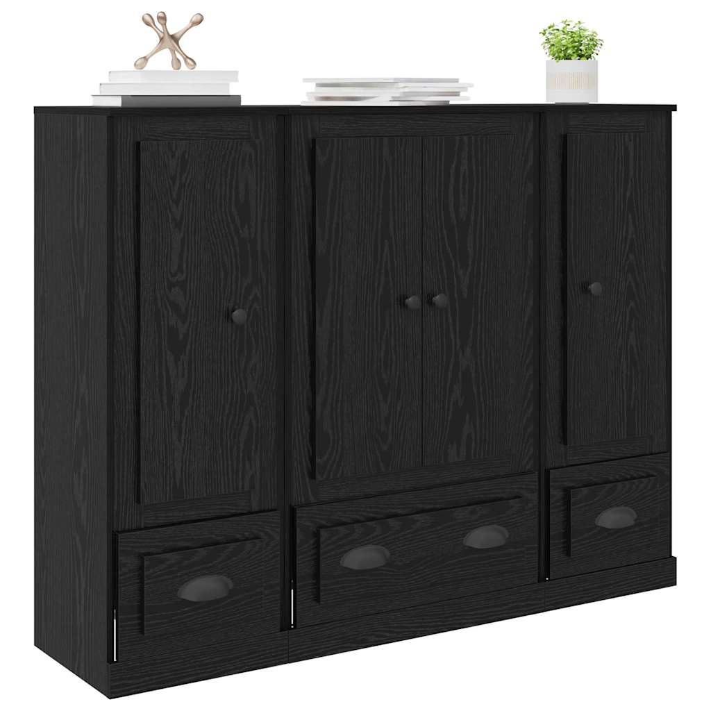 VidaXL Dressing Table Set With LED Black Engineered Wood
