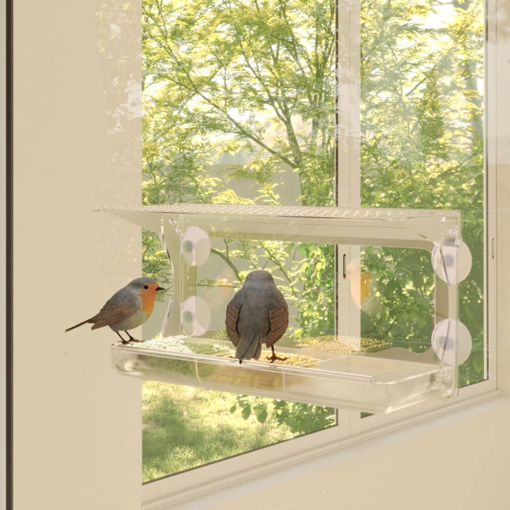 2 Pièces Mangeoire Oiseaux Fenêtre Suspendue en Acrylique