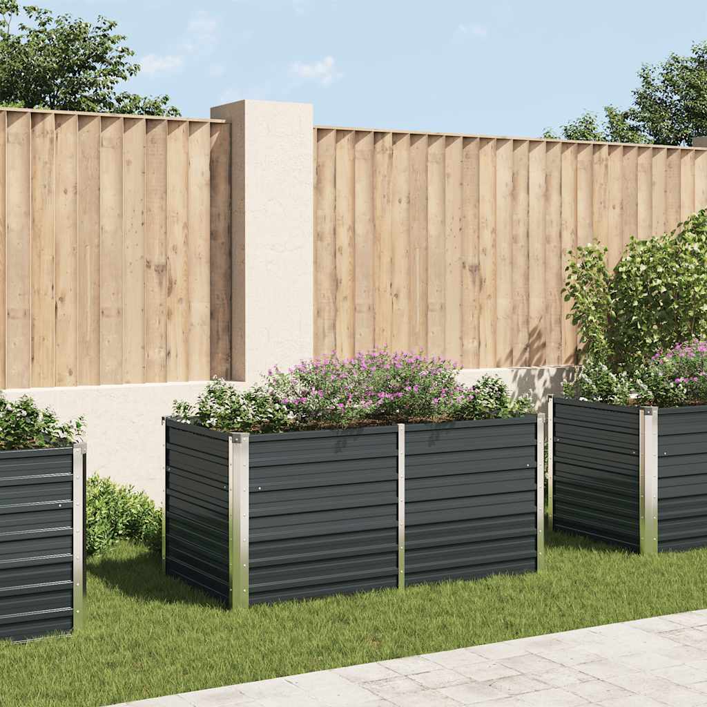 VIVANNO Jardinière en Fibre de Verre - 40x40x40 cm - Anthracite Mat - Jardinière carrée pour l'extérieur et l'intérieur