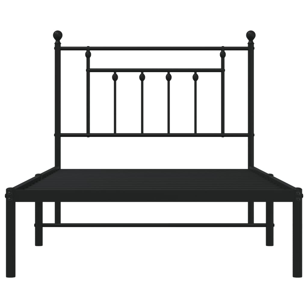 Letto adulto，Giroletto con Testiera，Letto singolo，Letto con testiera in  Metallo Nero 100x190 cm DGVS8320770