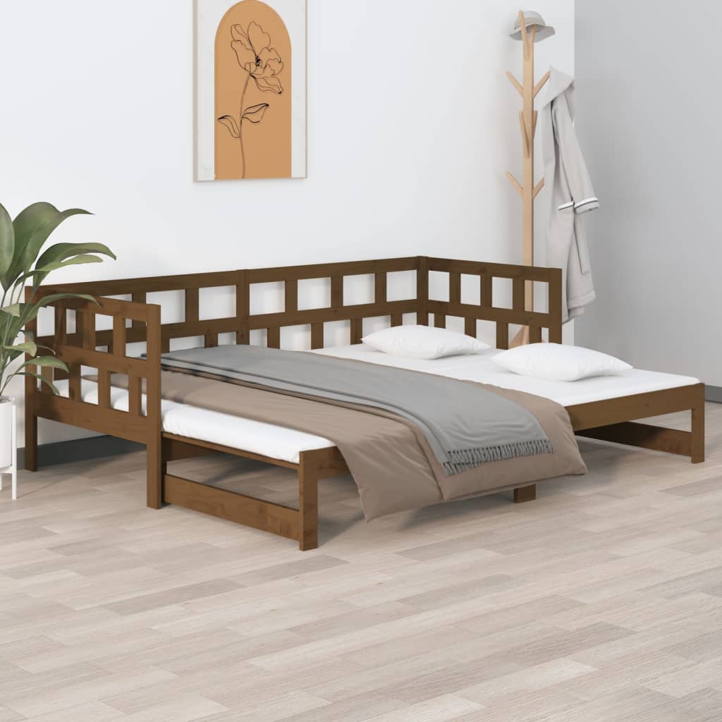 Sofá cama de madera con cama nido y dos cajones de almacenamiento, cama  extensible, sofá cama con dos cajones, tamaño King (litera extraíble)