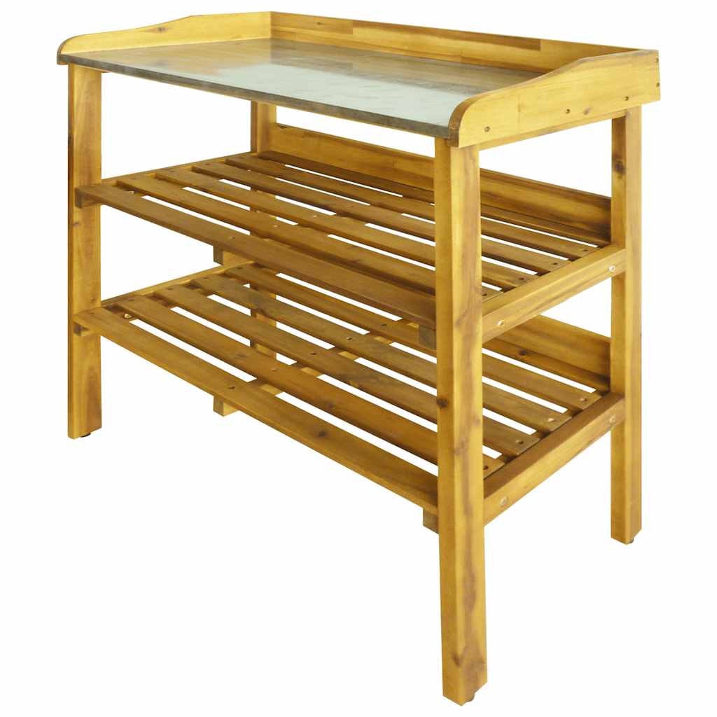 Banc à jardinière,Banquette avec 2 étagères Bois massif d'acacia et