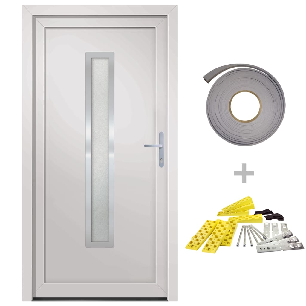 Porte d'entrée Porte De Service contemporain Blanc 108x208 cm PVC 90818