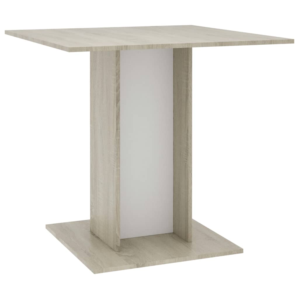 Dining Table White And Sonoma Oak 80x80x75 Cm Engineered Wood Vidaxl