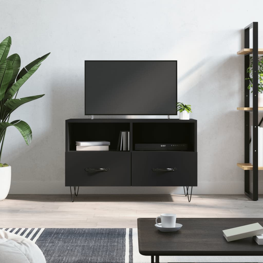 Mobile Porta TV，Mobili TV，Tavolino TV Nero 80x36x50 cm in Legno Multistrato  MCWN416559 MaisonChic