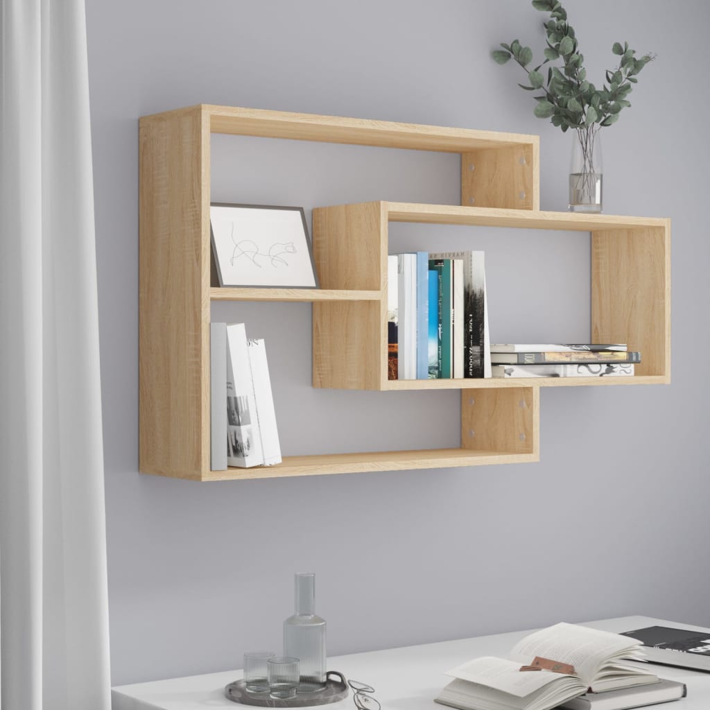 Mensola Sospesa Per Libreria 72x100x21 Cm - Stile Moderno Rovere Sonoma - Per Soggiorno, Camera, Ufficio - Foto 4