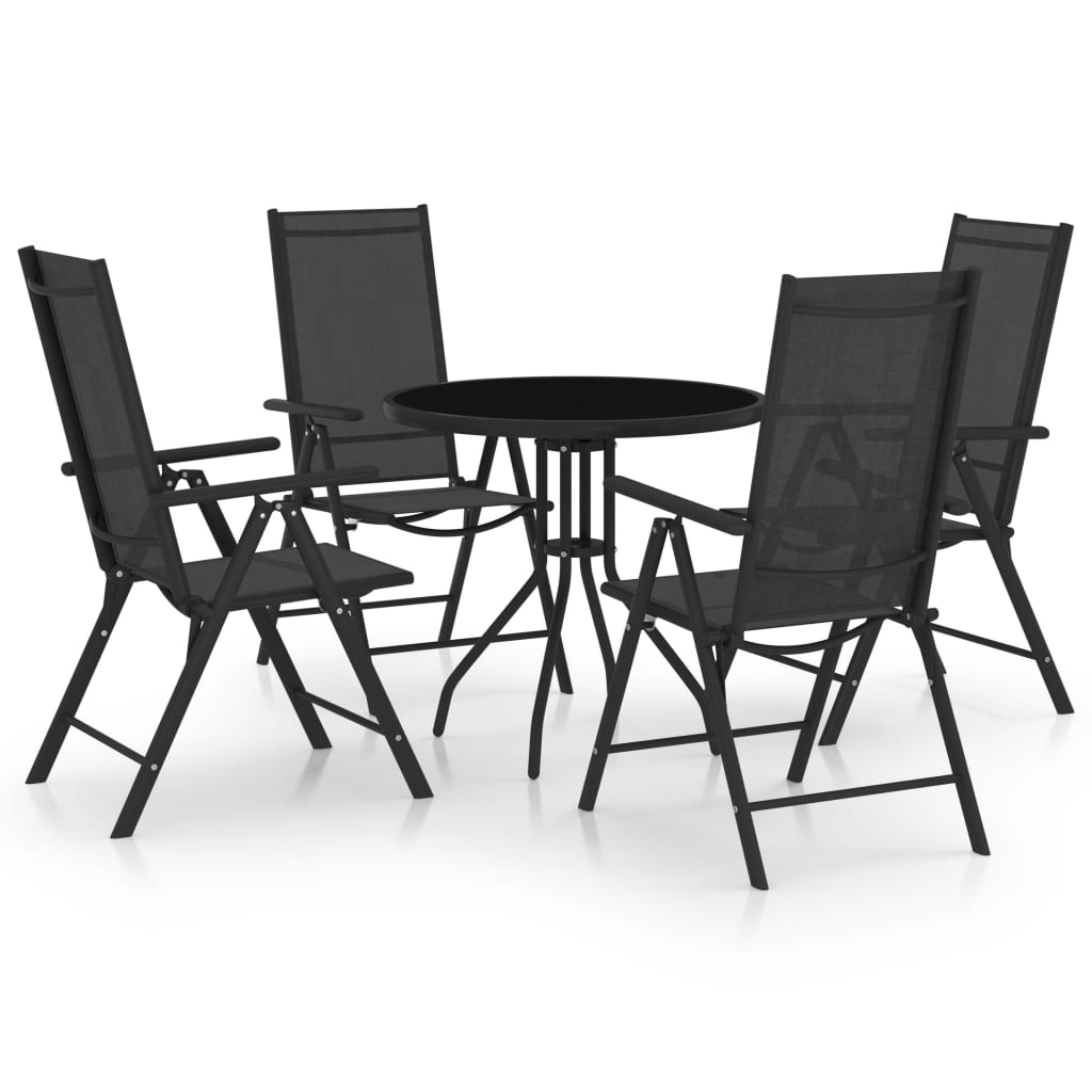 Set Tavolo e Sedie da Giardino 5 pz - Salotto da giardino in Alluminio  Textilene Nero BV266556 - BonneVie