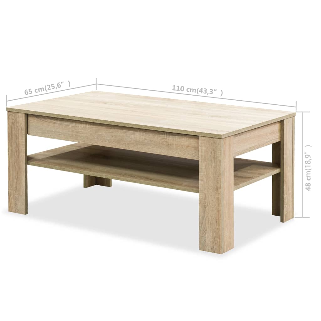 VidaXL Tavolino Da Salotto In Rovere Marrone 80x80x40 Cm – Legno Multistrato E Metallo, 2 Cassetti, Stile Moderno