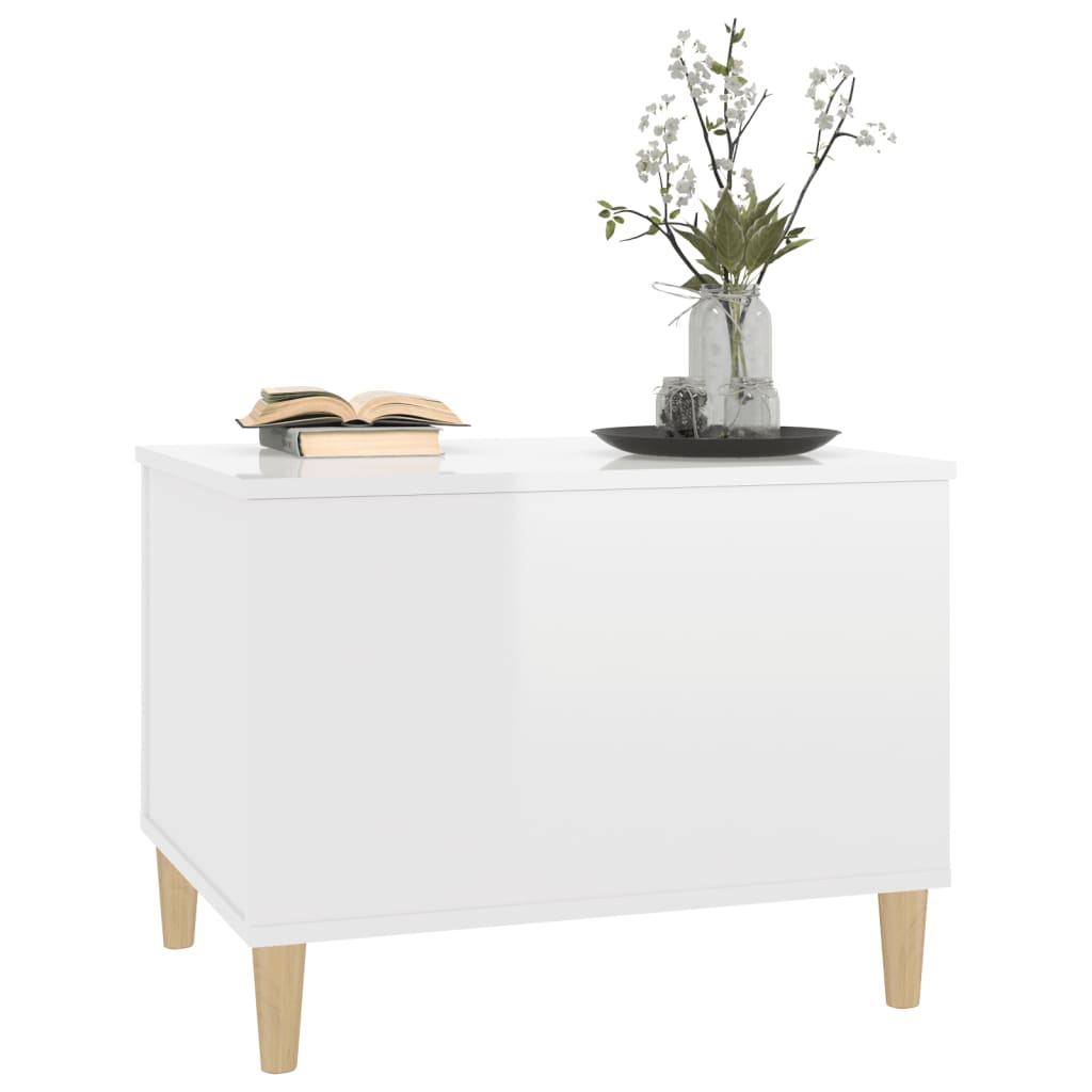 Mesa de centro Mesita de salón madera contrachapada blanco brillo  60x50x36,5 cm TRE45010 MaisonChic