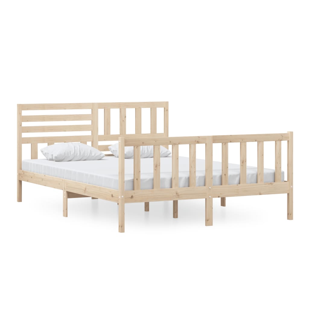 Letto Matrimoniale Moderno Struttura Letto Giroletto in Legno Massello  150x200 cm 5FT King Size ITD22576