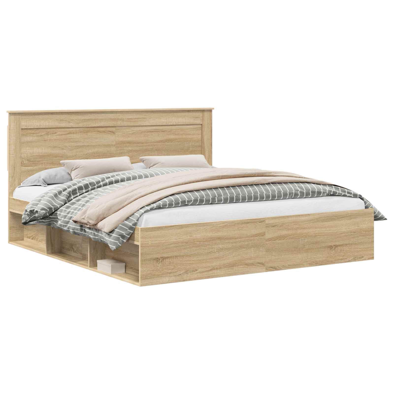 Bed Frame with Headboard Sonoma 200 x 200 cm Solid Pine Wood vidaXL