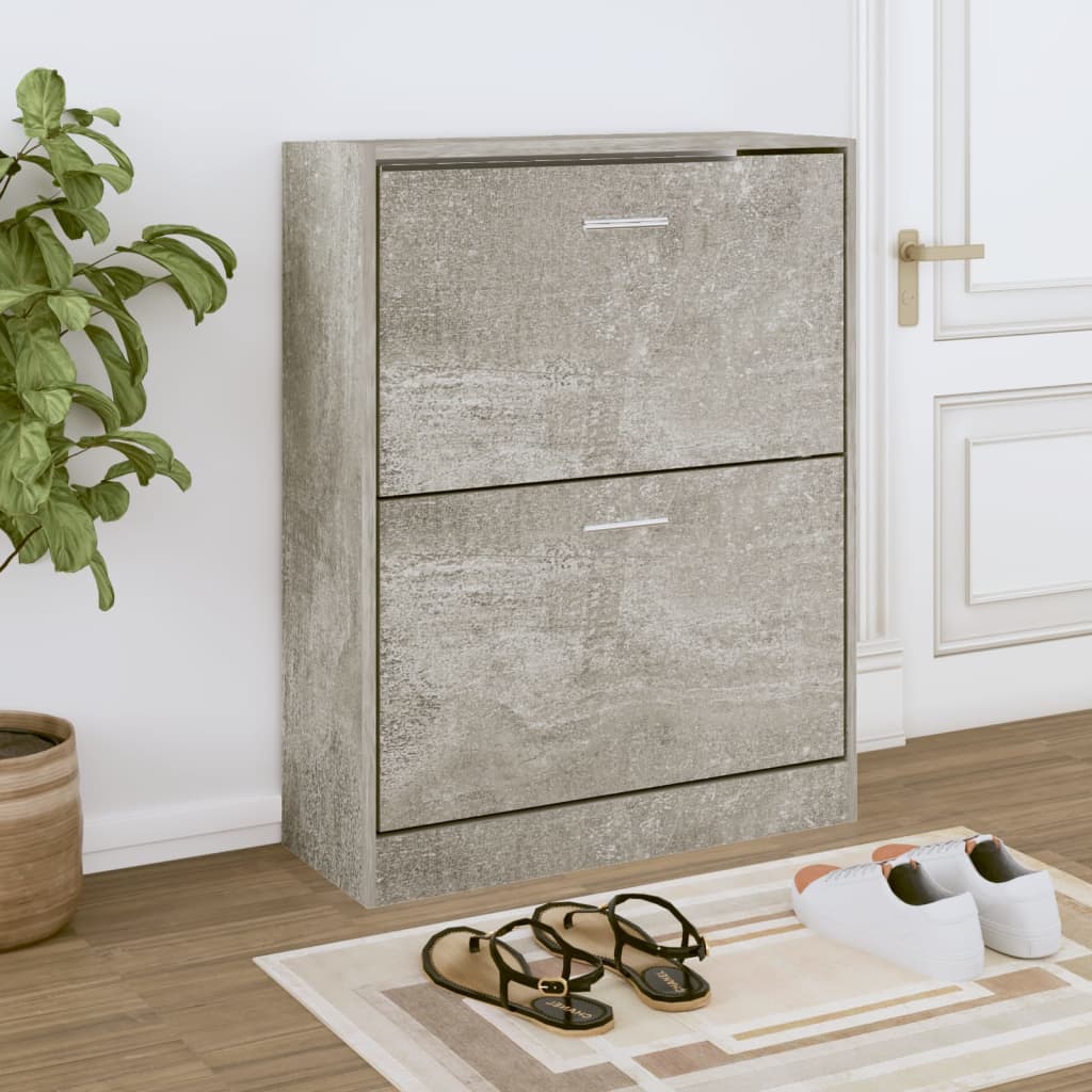 Armoire à chaussures Gris béton 63x24x81 cm Bois d'ingénierie vidaXL Concrete grey