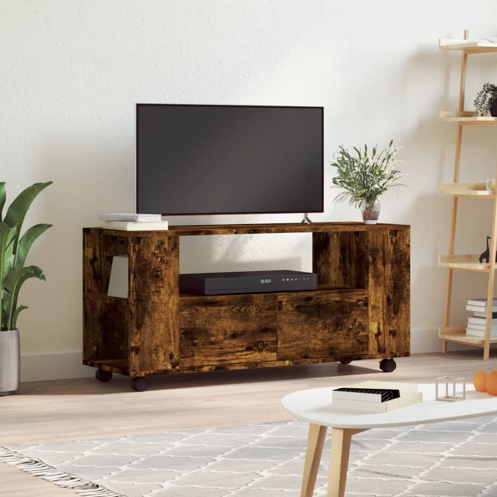 Mobile TV，Mobile Porta TV Salotto，Tavolino TV Rovere Fumo 102x34,5x43 cm in  Legno Multistrato MCWN676277 MaisonChic