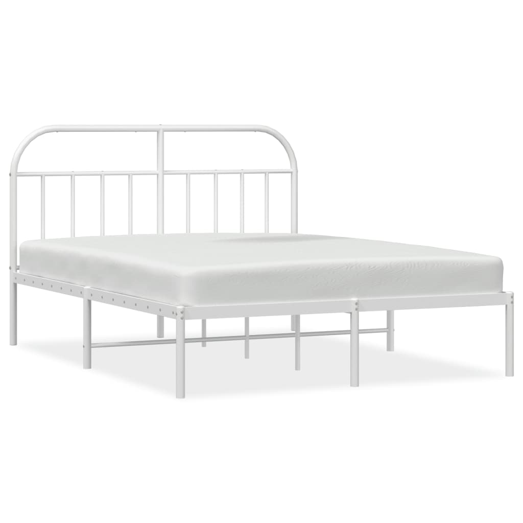 Struttura Letto per adulti,Telaio del letto,Giroletto con Testiera Metallo  Bianco 140x190 cm QSW70519