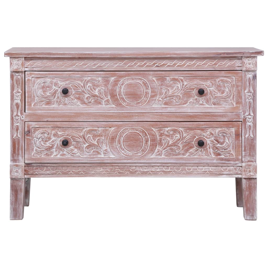 vidaXL Aparador con 2 cajones madera maciza de caoba 90x30x60 cm - Marrón