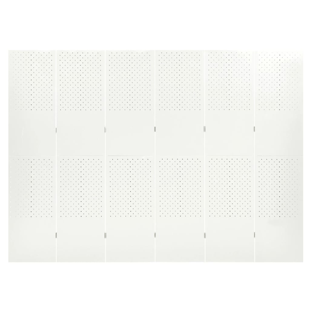 Paravento Divisorio a 6 Pannelli Separé per interni ed esterni Bianco  240x180 cm in Acciaio ITD69352