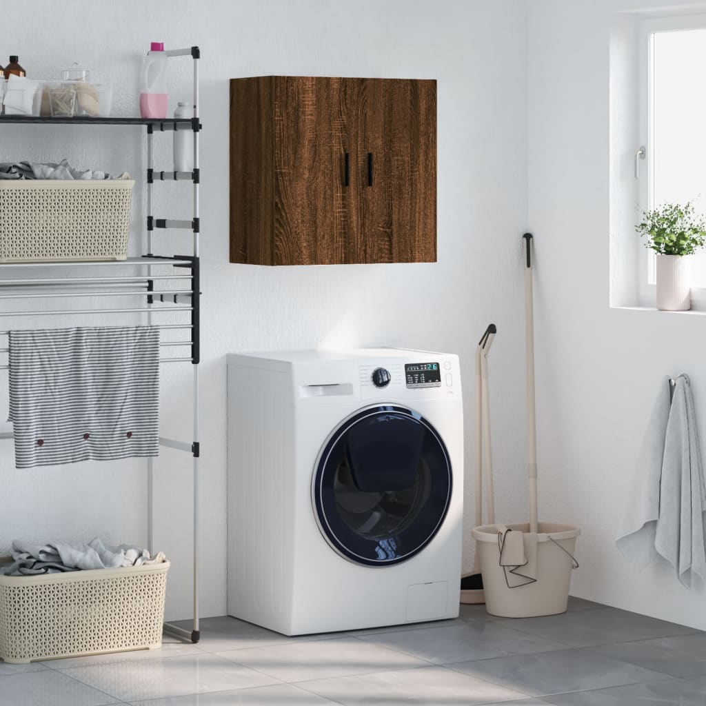 Armario para lavadora de madera aglomerada con un acabado en color roble  sonoma Vida XL
