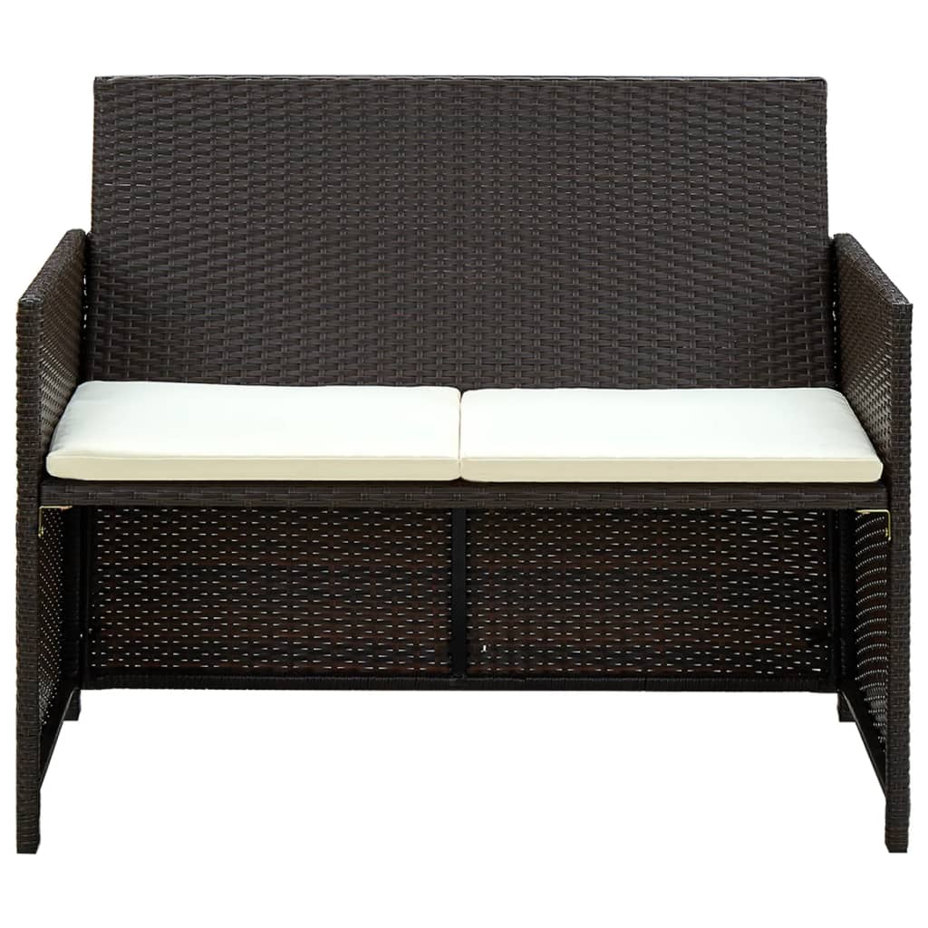 2SitzerGartensofa Loungesofa Sitzgruppe mit Polstern Braun Poly