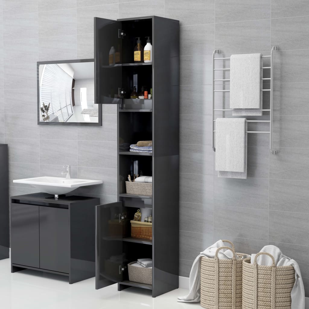 Details about   vidaXL Bathroom Cabinet Gray 23.6"x13"x22.8" Chipboard 