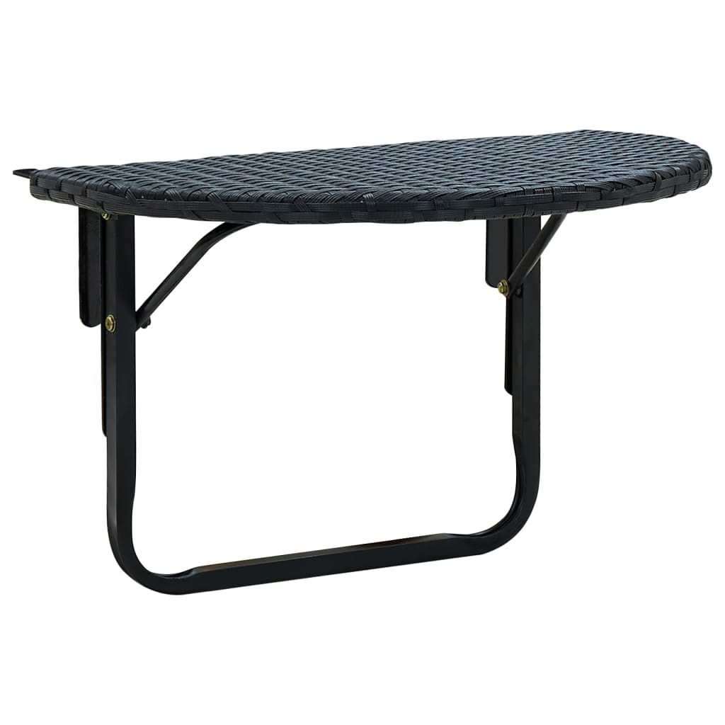 Table De Balcon Pliable VidaXL Noir 60x40 Cm – En Acier, Pour 4 Personnes, Design à Lattes