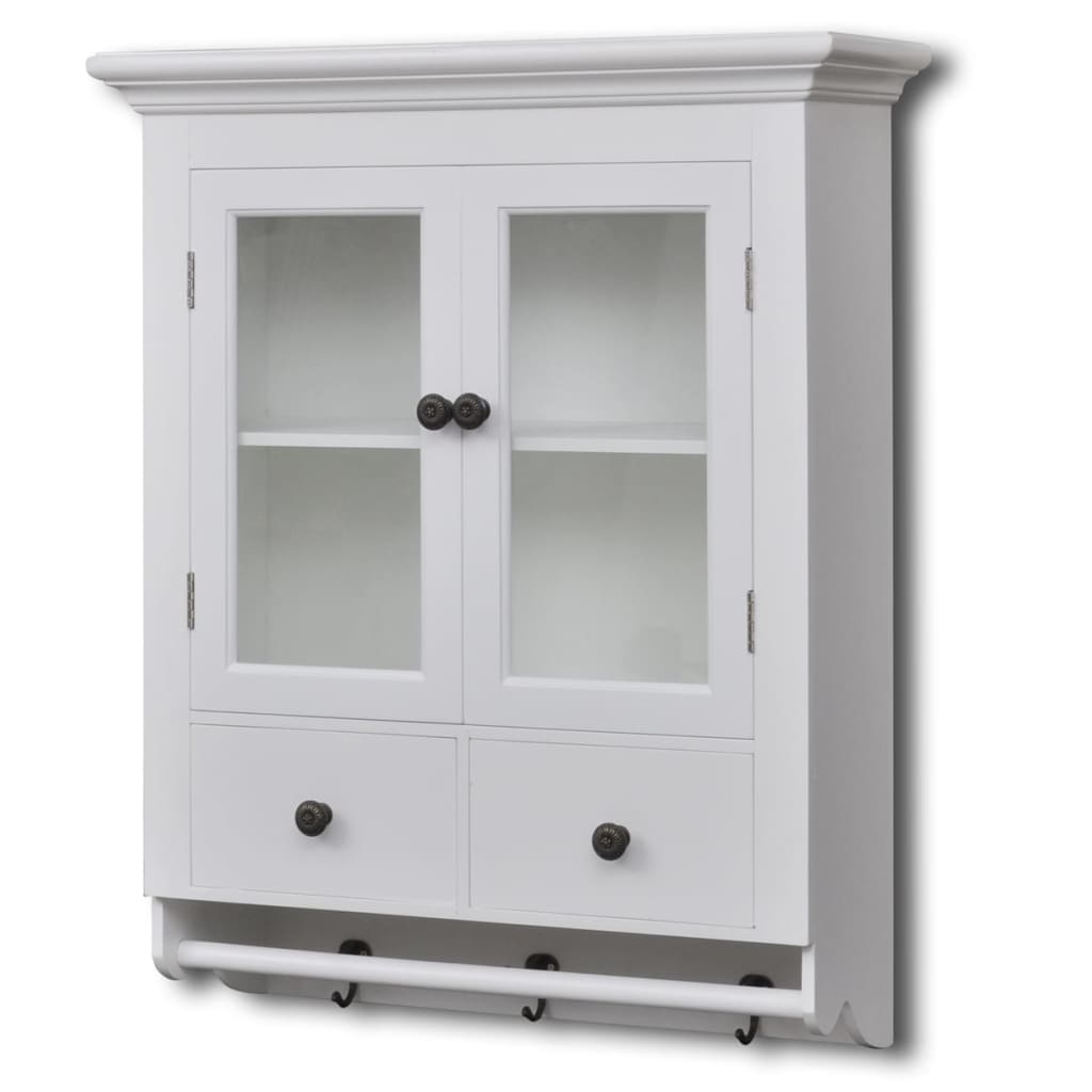 vidaXL Armario de cocina de pared de madera y puerta de vidrio blanco